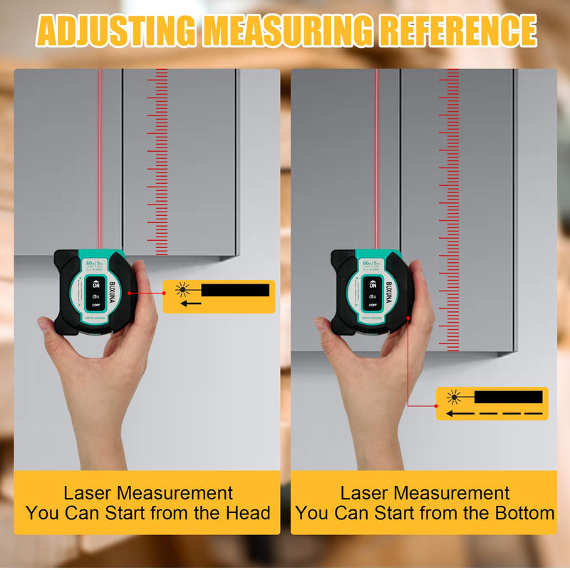 2-in-1 Laser Tape Measure, Digital Tape Measure, 197 Ft Laser Tape Measure & 16 Ft Tape Measure with LED Display, Autolock, Ft/in/M Unit Switch, Measure Area, Volume, Pythagorean