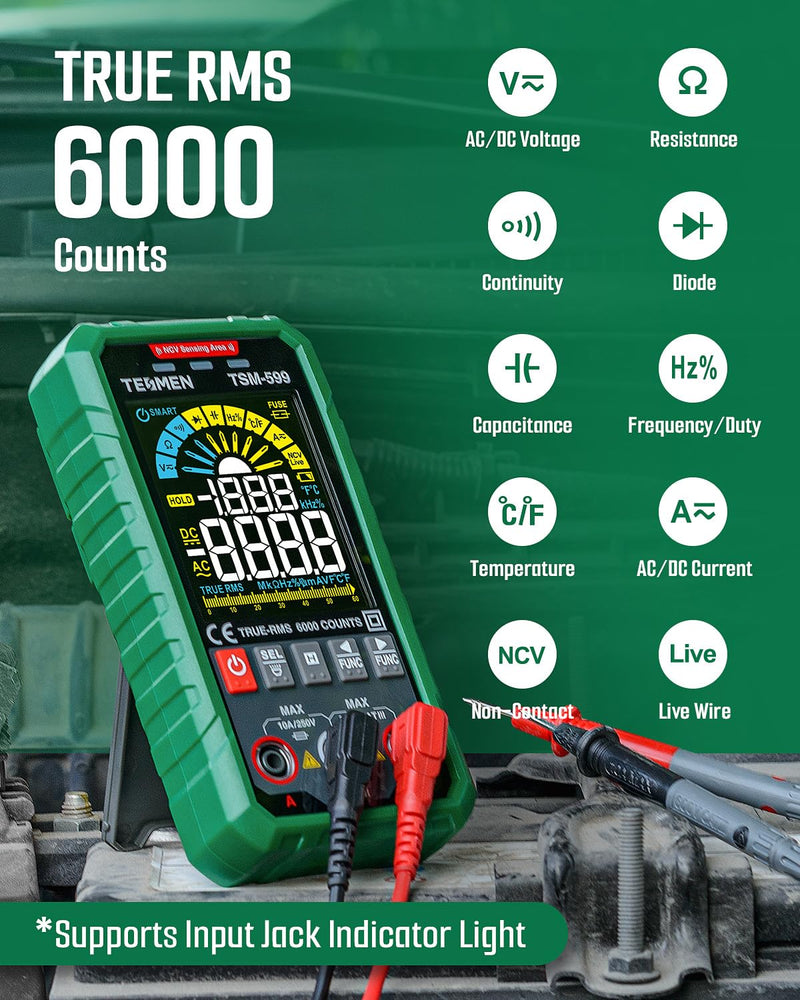 [Australia - AusPower] - TESMEN TN-213 Voltage Tester & TSM-599 Smart Digital Multimeter Bundle – Comprehensive Multimeter with AC/DC Voltage, Current, Resistance, Capacitance, Temperature, Continuity 