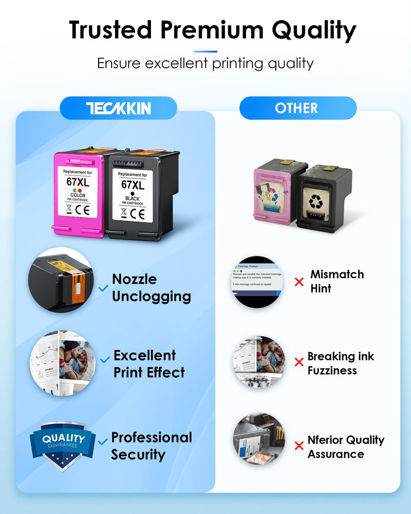 [Australia - AusPower] - 67XL Ink Cartridges Black/Color Combo Pack Replacement for HP Ink 67 67XL for HP DeskJet 2700 2700e 2755e 2755 4155e 4155 Envy 6055e 6455e 6400 6055 Envy Pro 6452 6458 6475 (1 Black,1 Color) 