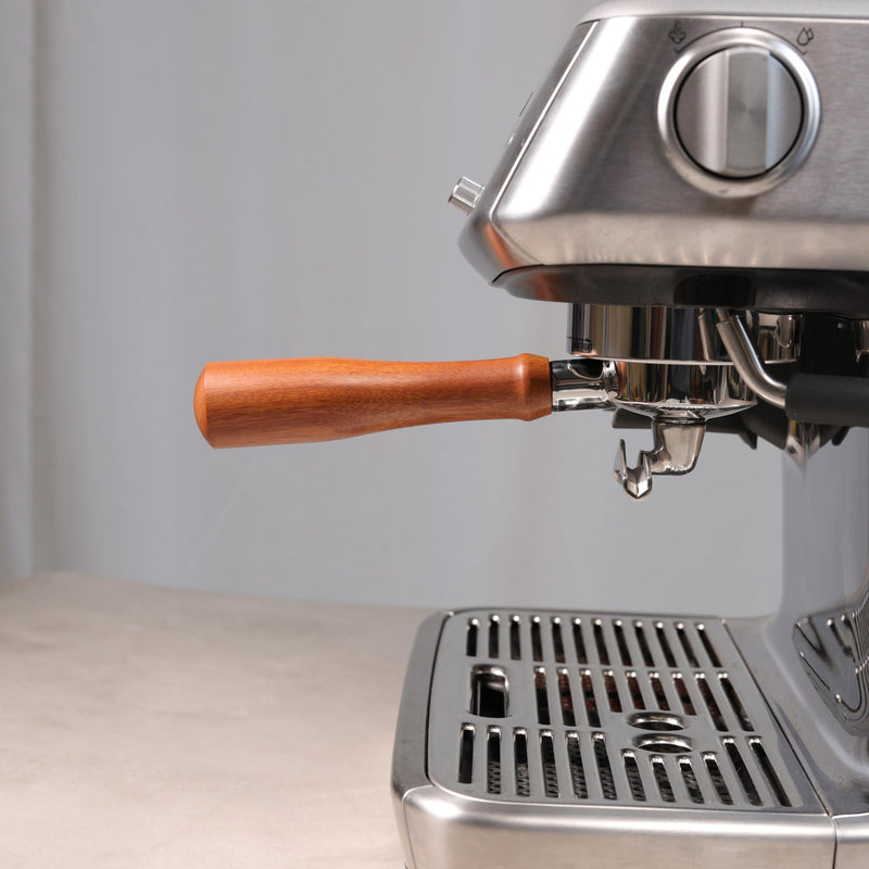 CAPFEI Portafilter 54 mm Double Spout for Sage/Breville Barista BES 870/878/880 Filter Basket with Walnut Wood and Stainless Steel Filter Holder