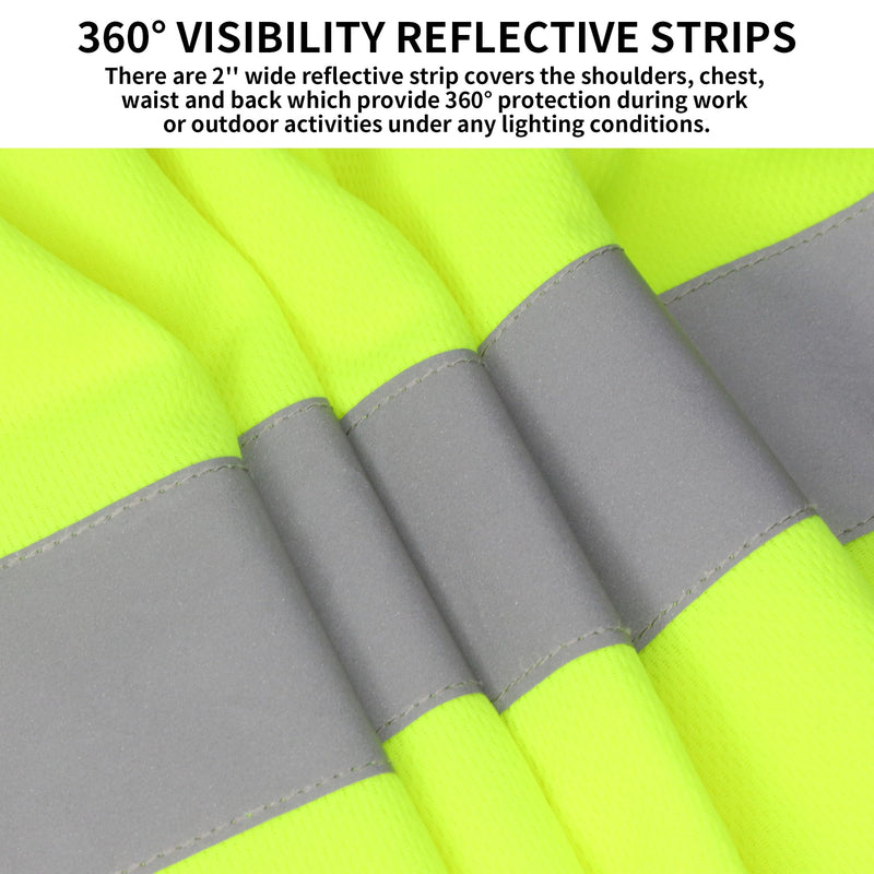 Safety Shirts for men High Visibility Long Sleeve Reflective Breathable Shirt for Work Warehouse Construction Yellow 1pc XX-Large