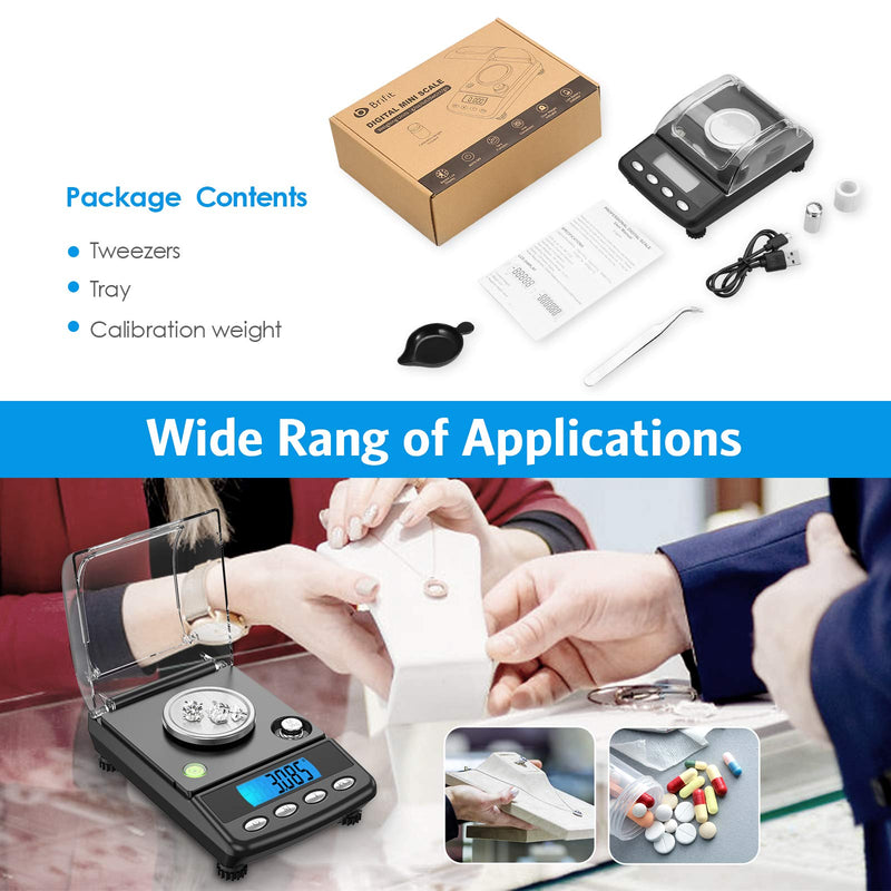 [Australia - AusPower] - AMIR 20g/0.001g Digital Milligram Scale, Precision Electronic Scale with 6 Units, USB & Battery Powered, Tare, Calibration Weights, Tweezers, Pocket Microgram Scale for Powder Medicine, Jewelry 