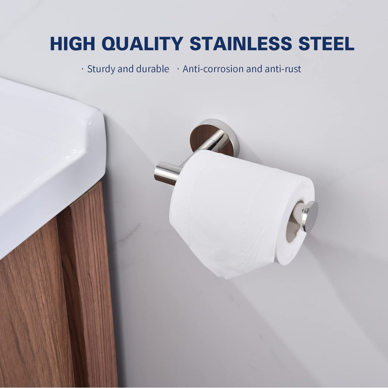 Bathroom Hardware Set, Premium Stainless Steel 3-Piece Include 5 Inch Toilet Paper Holders and 2 Towel Robe Holder Hook for Bathroom, Kitchen, Washroom Wall Mount Polished Chrome