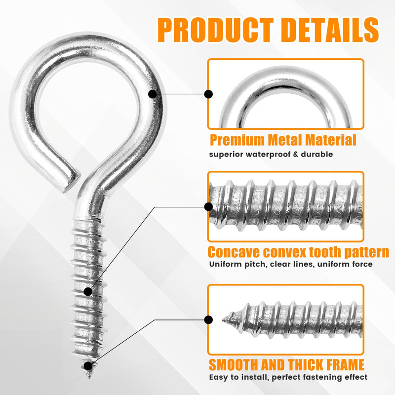 [Australia - AusPower] - 10PCS 2.5 inches Screw Eyes M6 304 Stainless Steel Eye Screws, Heavy Duty Screw, Eye Hooks Screw Eye Bolts Eye Hooks Screw, Indoor & Outdoor Uses (10, M6-2.5inch) 10 