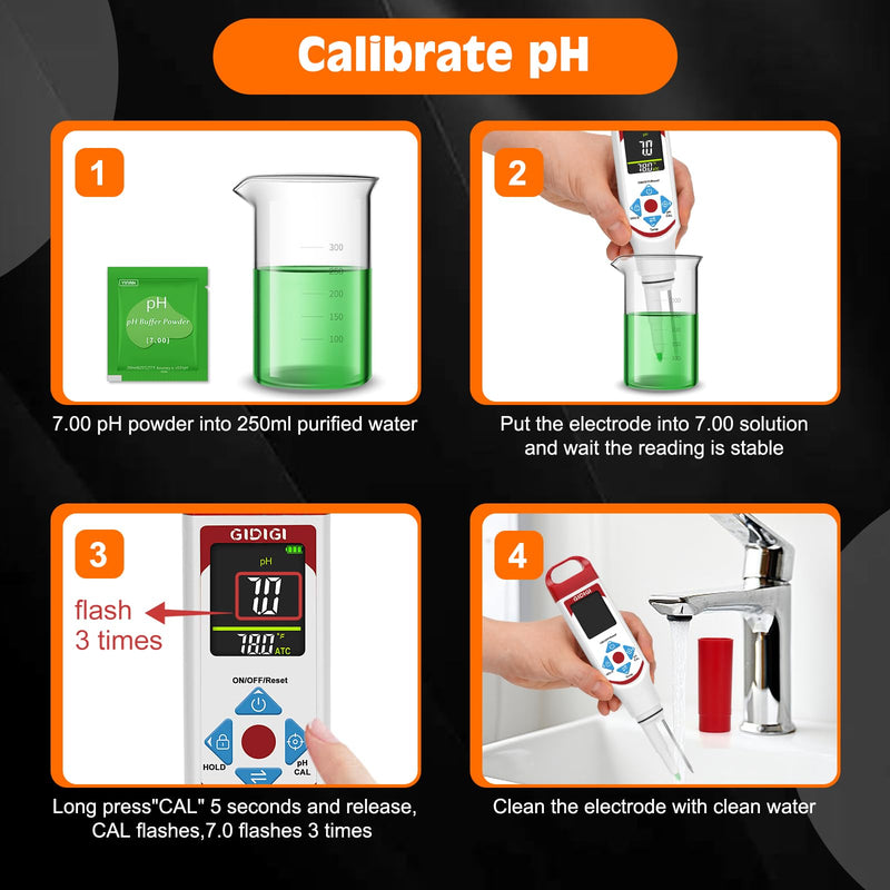 Food pH Meter Replaceable pH Probe, Digital pH Tester Temperature Electrode with ATC, White Plastic Housing with Spear Tip pH Sensor and Temp Stainless Steel Tip for Food and Water Testing