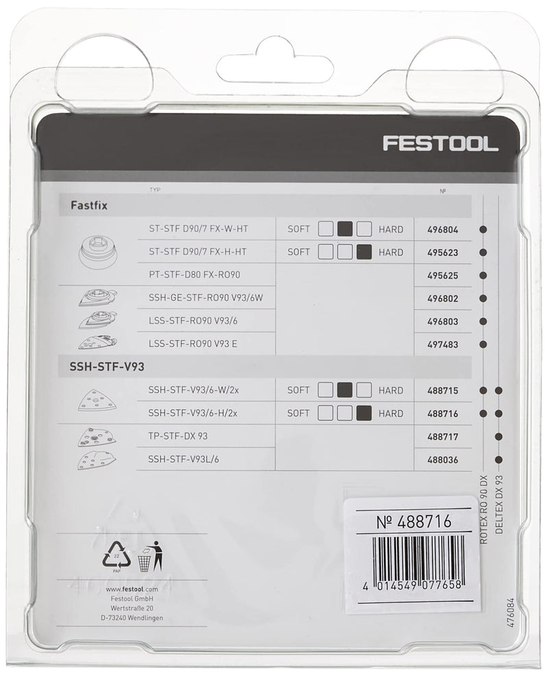 [Australia - AusPower] - Festool 488716 DX 93 StickFix Sanding Pad, Hard, 