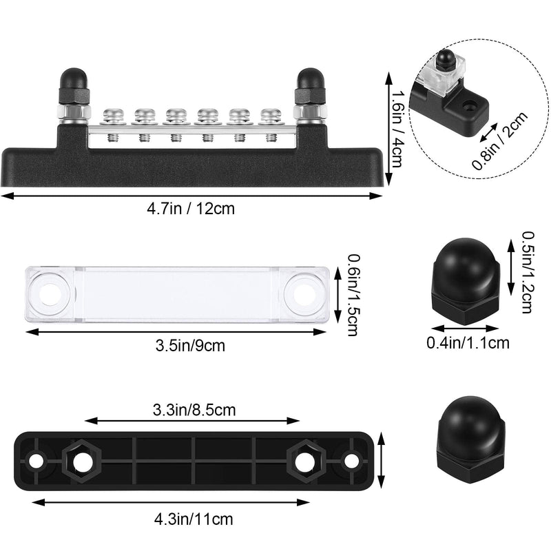 [Australia - AusPower] - Weewooday 10-Gang BusBar with Cover 6 Terminal Bus Bar 150 A BusBar Block with Cover Power Distribution Terminal Block W/ 6 Pieces 4mm Screws 2 Pieces M6 Studs for Caravan Car Boat Marine 