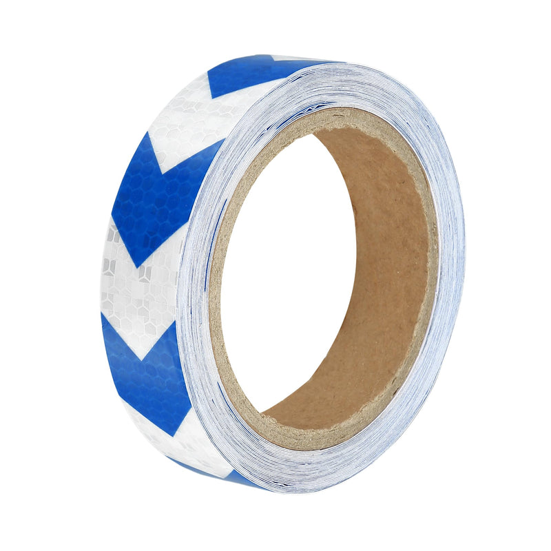 ACROPIX Universal 2.5cmx9m Blue and White Arrow Car Reflective Stickers Reflective Tape Safety Warning Reflective Protector - Pack of 1