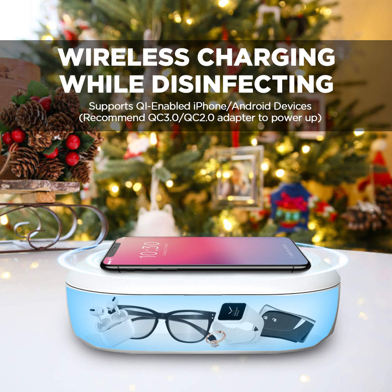 [Australia - AusPower] - UV Light Sanitizer Box, Portable Phone Sanitizer with Aroma Diffuser, Fast Charging for Smart Phone, UV Sterilizer Box for Cell Phone, Jewelry, Watches, Glasses-Blue Blue 
