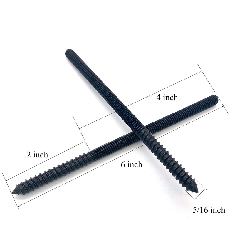[Australia - AusPower] - 8 Pack 5/16-18 x 6 Inch Hanger Bolts 5/16-18" Black Double Headed Bolts 5/16 Wood Dowel Screw Self-Tapping Screw Hanger Bolts for Furniture Screws Double Screw Threaded Rods Bolt 150mm Length Black 5/16-18"x6"-8PCS 
