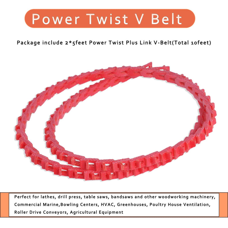 [Australia - AusPower] - 10FT Power Twist V Belt,1/2-Inch x 10 Feet A Type, Adjustable Link Belt 