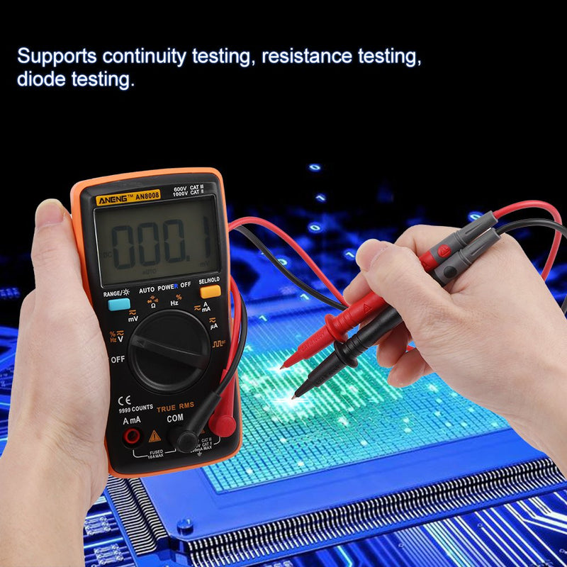 [Australia - AusPower] - AN8008 True RMS Digital Multimeter with Continuity & Diode Test AC DC Voltage Ammeter Ohm Meter for Home Automotive Electrical Use 