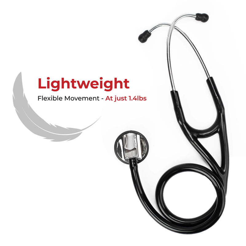 [Australia - AusPower] - eSteth eSteth Cardiology Stethoscope - Ultra Sensitive Professional and Broad Single Head Diaphragn - Extra Ear Tips - 30" Flexible Tubing, Black Stethoscope 