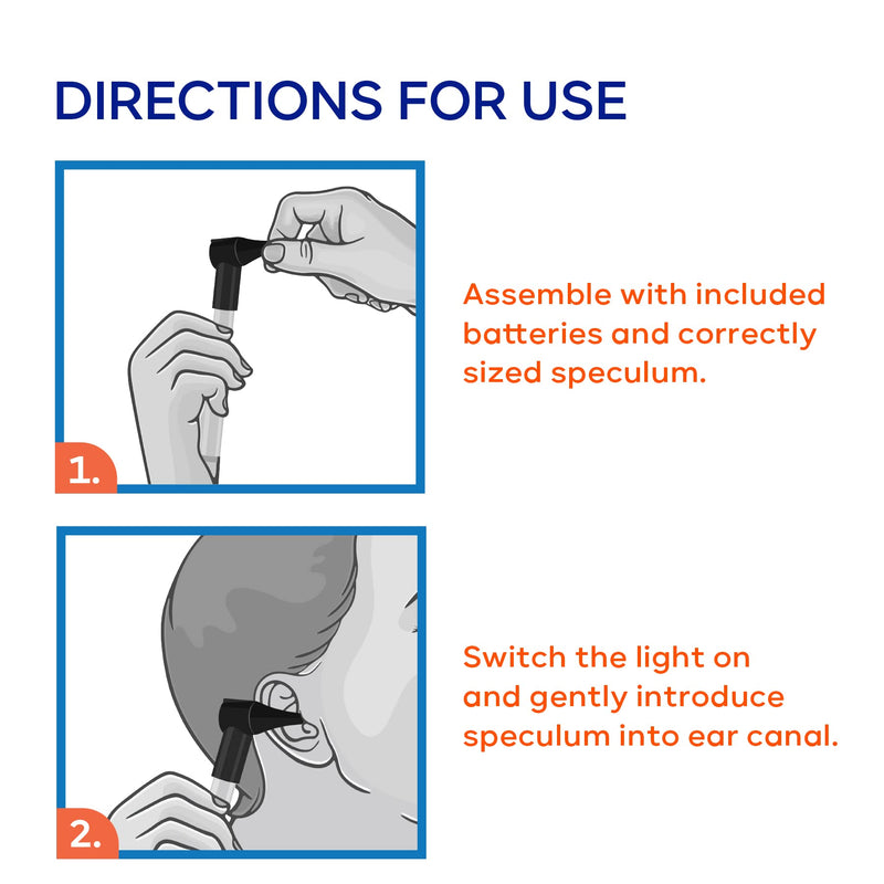 [Australia - AusPower] - WaxBgone Otoscope - Bright LED Light with 3X Magnification to Check Your Family’s Ears at Home - Includes 3 Reusable and Easy-to-Clean Specula Tip Sizes for Adults, Kids & Babies and 2 AAA Batteries 