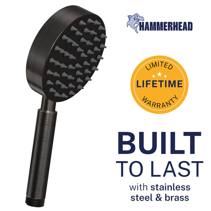 Solid Metal Hand Held Shower Head, Oil Rubbed Bronze | 4 Inch Spray Wand | Made from 304 Stainless Steel with Silicone Nozzles | Works With All Hoses, Slide Bars & Wall Mount Holders 2.5 GPM