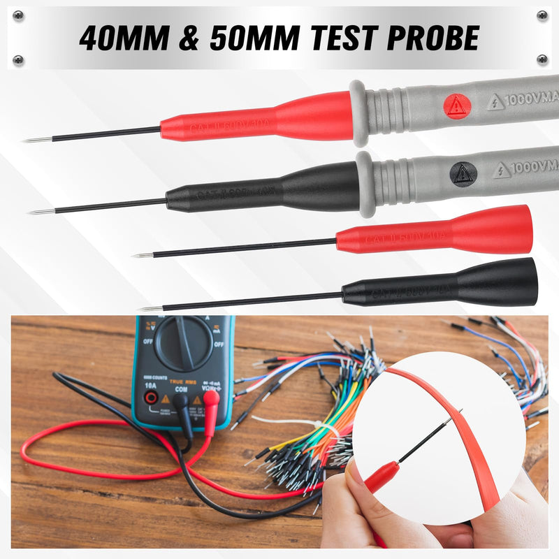 [Australia - AusPower] - SWANLAKE 11-Piece Multimeter Test Leads Set, CAT III 1000V 20A Multimeter Probes with Alligator Clips, Needle Probe, Banana Plug to Hook Clip, Soft Silicone Volt Meter Lead 