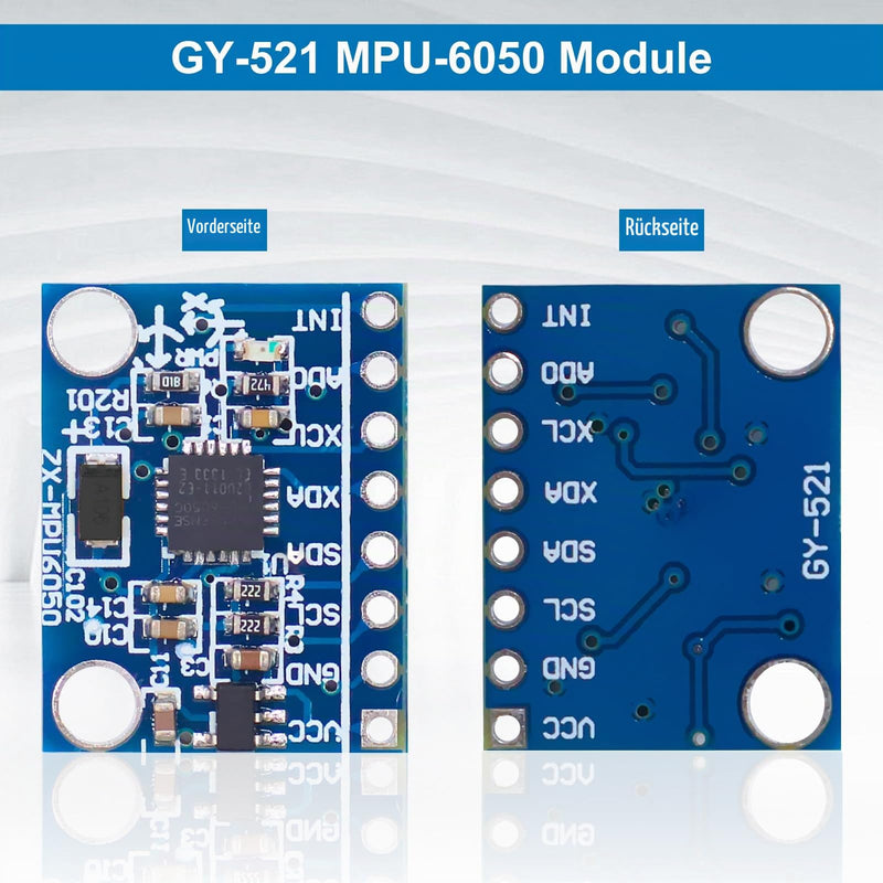 GY-521 MPU6050 Module AYWHP 3 Pieces 3 Axis Gyroscope and 3 Axis Accelerometer 6DOF Sensor Module 16 Bit AD Converter Data Output IIC I2C for Arduino