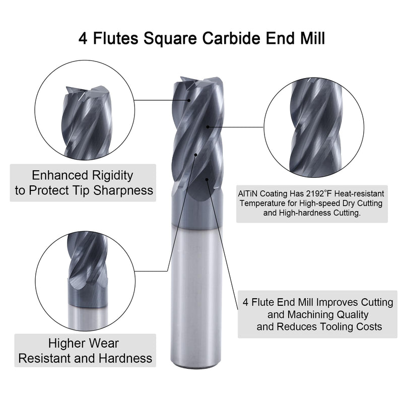 [Australia - AusPower] - ISB Carbide Square End Mill Bits, 4 Flute 5/8'' Micro Grain Carbide Mill Bits for Alloy Steels/Hardened Steels, Perfect Ideal for DIYers and Professionals, 1 Piece 5/8 in 