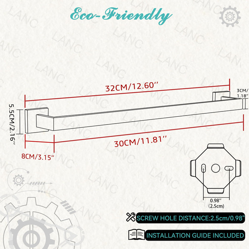 LANC ORB 12-Inch Towel Bar for Bathroom Wall Mounted Bathroom Square Towel Rack, Total-14 Oil Rubbed Bronze Bath Towel Holder Towel Hanger Hand Towel Holders Towel Rail Towel Rod, A8804ORB-3P1 1 Pack 12“