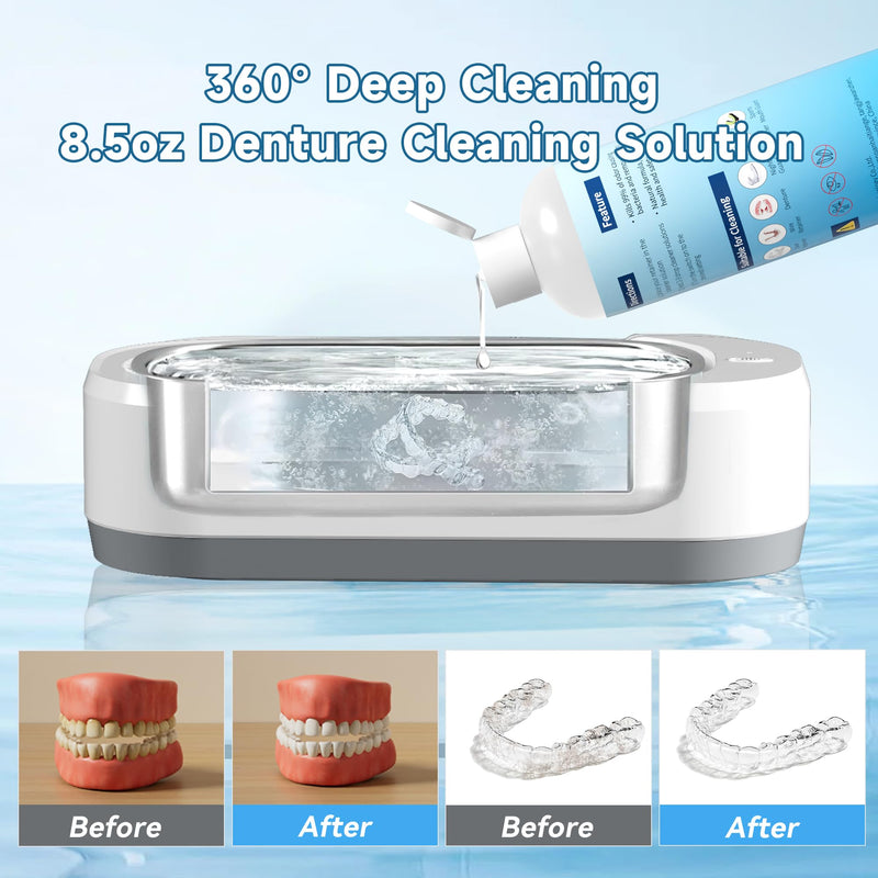 [Australia - AusPower] - Ultrasonic Retainer Cleaner Solution for Sonic Denture Cleaner-Professional Cleaning of Retainers, Invisible Aligners, Mouth Guards, Night Guards, Remove Odors, Discoloration & Stains 8.5oz 250ml 