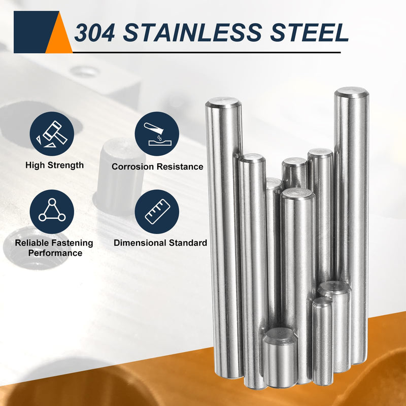 HARFINGTON 25pcs Dowel Pins, M8 x 90mm 304 Stainless Steel Cylindrical Shelf Support Peg Pin Rod Fasten Elements for Metal Devices Wood Furniture DIY Installation, Silver 25