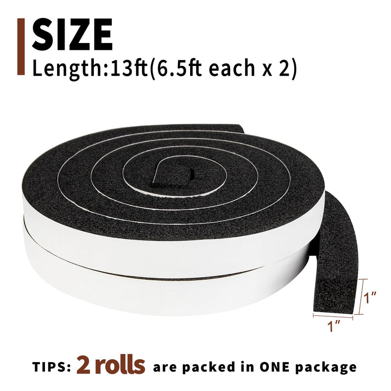 [Australia - AusPower] - Yotache Air Conditioner Window Foam Insulation Seal 1 X 1 Inch, High Resilience Foam Weather Stripping Door Seal Tape, 6.5 Ft x 2Pcs 1" W x 1" T 