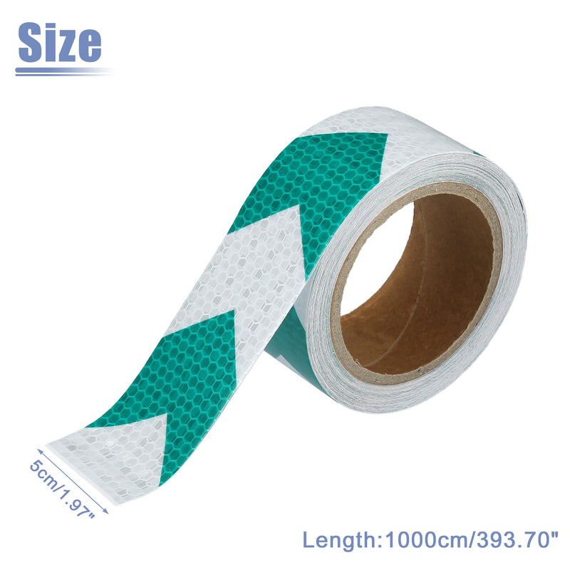 ACROPIX Universal 5cmx10m Green and White Arrow Car Reflective Stickers Reflective Tape Safety Warning Reflective Protector - Pack of 1