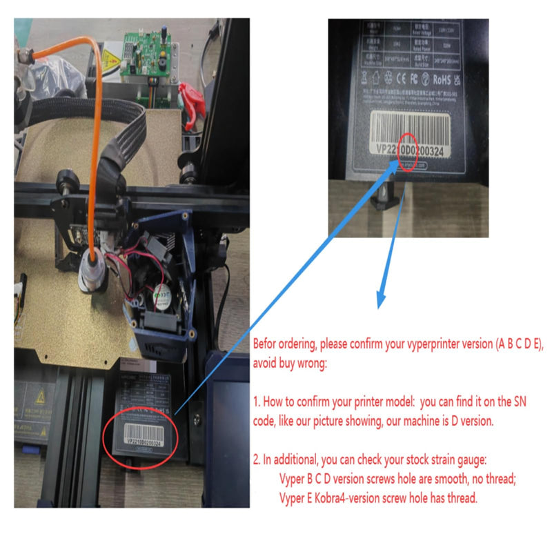 [Australia - AusPower] - BCZAMD Hotend Mounting Block Kit for Anycubi Vyperr Series (B C D), Strain Gauge Sensor Spare Parts The Hole Has No Thread for Automatic Leveling 3D Printer Parts Accessories 
