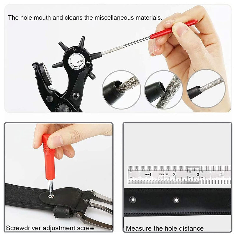 [Australia - AusPower] - Leather Hole Punch,Belt Hole Puncher for Leather, Revolving Punch Plier Kit,Leather Punch Plier for Leather, Belts, Watches, Handbags, Leather Punch Tool for Belts Diameter : 4.5/4 /3.5/3/2.5/2mm. 17oz 