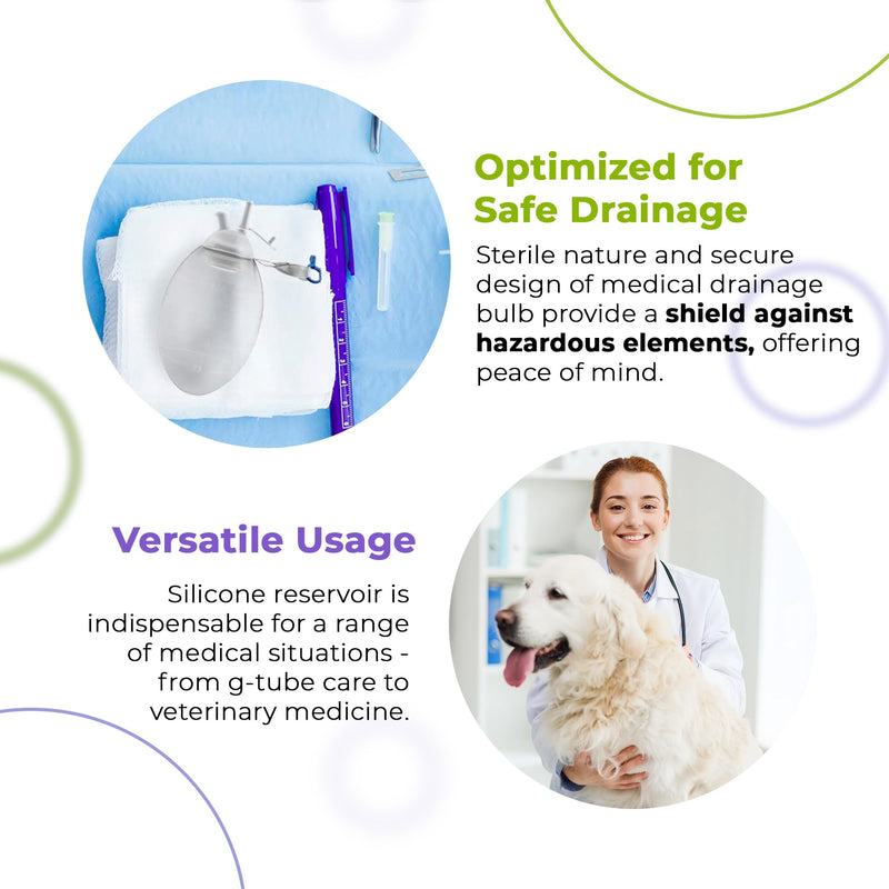 [Australia - AusPower] - AMZ Wound Drainage Bulb 100 ML. Oval Shape Silicone Bulb Evacuator Medical Suction. Surgical Drainage Bulb. Needle-Free Wound Drainage Reservoir for Closed Wound. Jackson Pratt Drain Bulb 1 Pack 