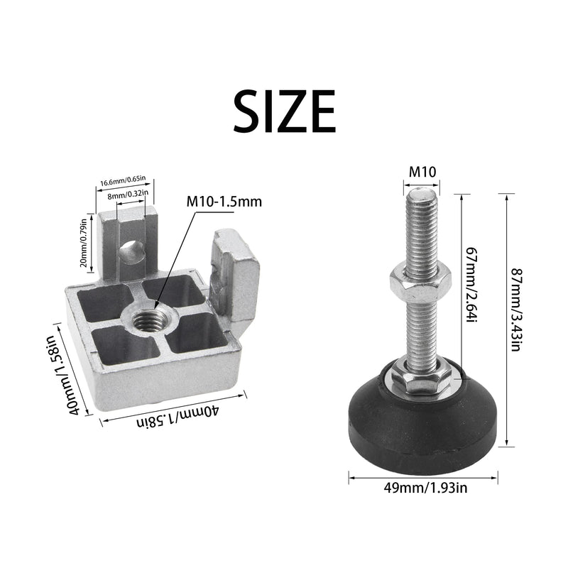 [Australia - AusPower] - 4 Sets 4040 Series Aluminum Profile Adjustable Feet for T Slot 8mm Leveling Leg 