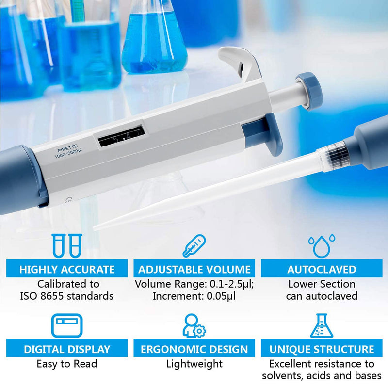 Adjustable Pipettor Pipette Micropipette High-Accurate MicroPipette Variable Volume Pipette 100ul-1000ul 100-1000ul