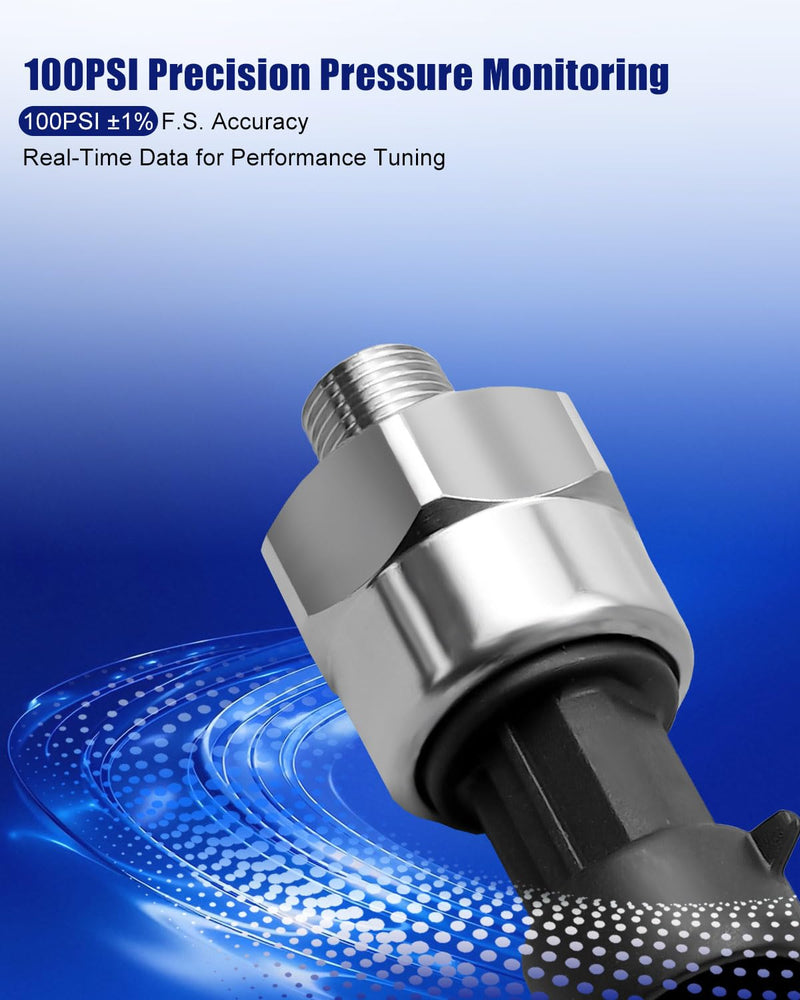 [Australia - AusPower] - 100PSI Fuel Oil Coolant Pressure Sensor Fit for EFI and Data Logging Systems 1/8" NPT thread,0.5V to 4.5V, Replace 7990100 
