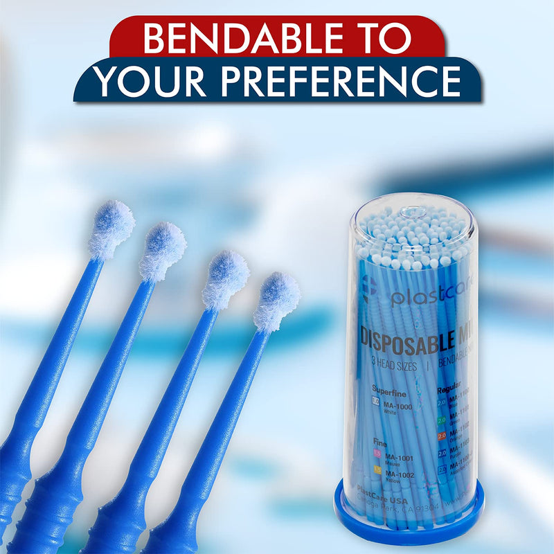 [Australia - AusPower] - 400 Regular Tip Micro Applicator Brushes - Disposable Dental Microbrushes with Bendable Tip - Microswabs for Eyelash Extensions - Microbrush Applicator Sticks with Cotton Tip (Blue, 4 Tubes of 100) Blue 