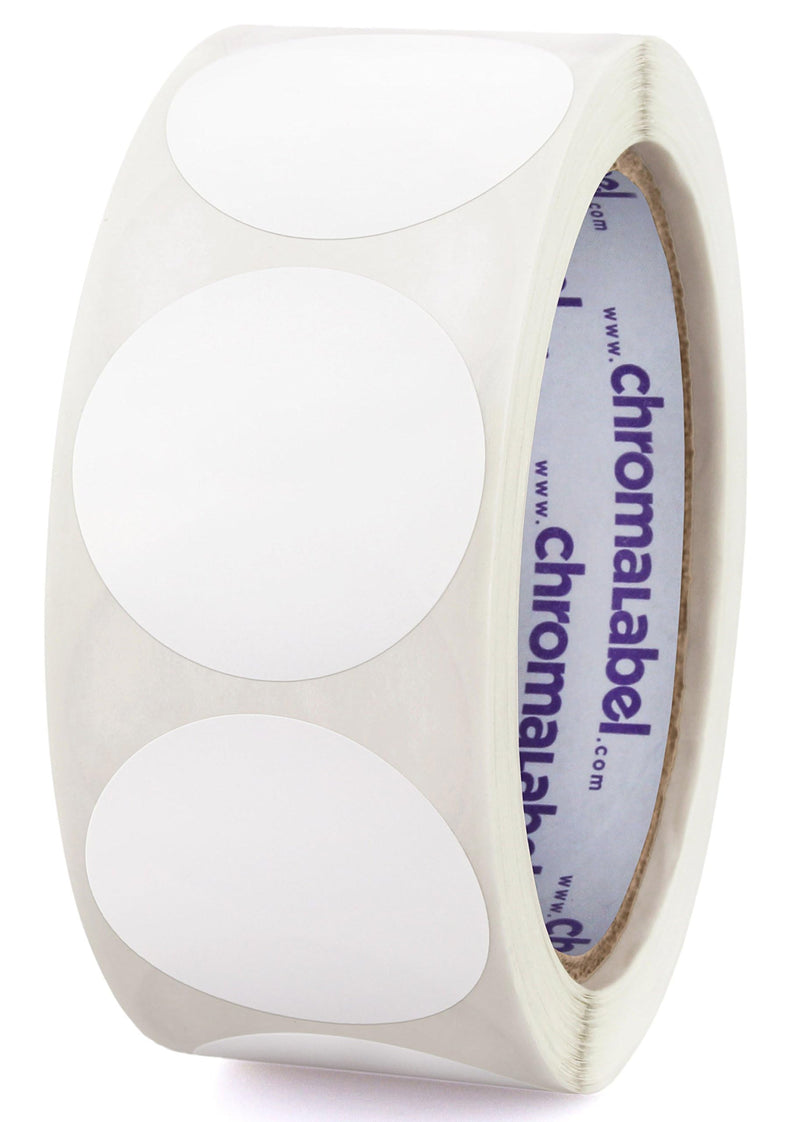 ChromaLabel 1.50 Inch Round Label Permanent Color Code Dot Stickers, 500 Labels per Roll, White