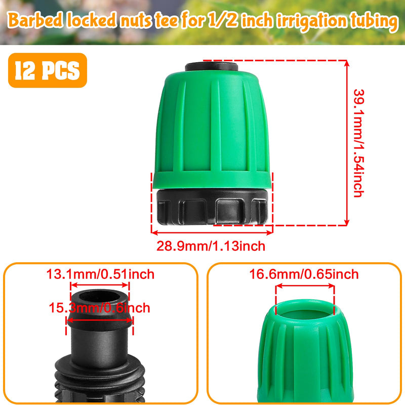 [Australia - AusPower] - Drip Irrigation 1/2" End Cap Fittings?1/2 Inch Drip Line Lock Barbed End Plug Connectors for 1/2 Drip Irrigation Tubing (1/2" ID x 0.640" OD) Anti-Drop Drip Irrigation Parts (12 Pieces) 1/2" Barbed End Plug-12P 