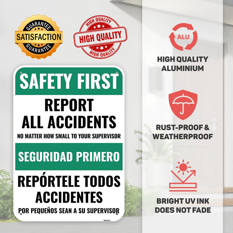 [Australia - AusPower] - 1PC Safety Sign, 14 x 10 Inches - Aluminum - Safety Decorations Posters For Workplace - Wear Personal Protective Equipment (Report All Report All Accidents 