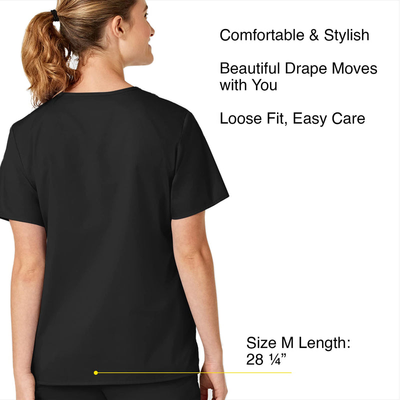 [Australia - AusPower] - WonderWink Women's V-Neck Top Large Black 
