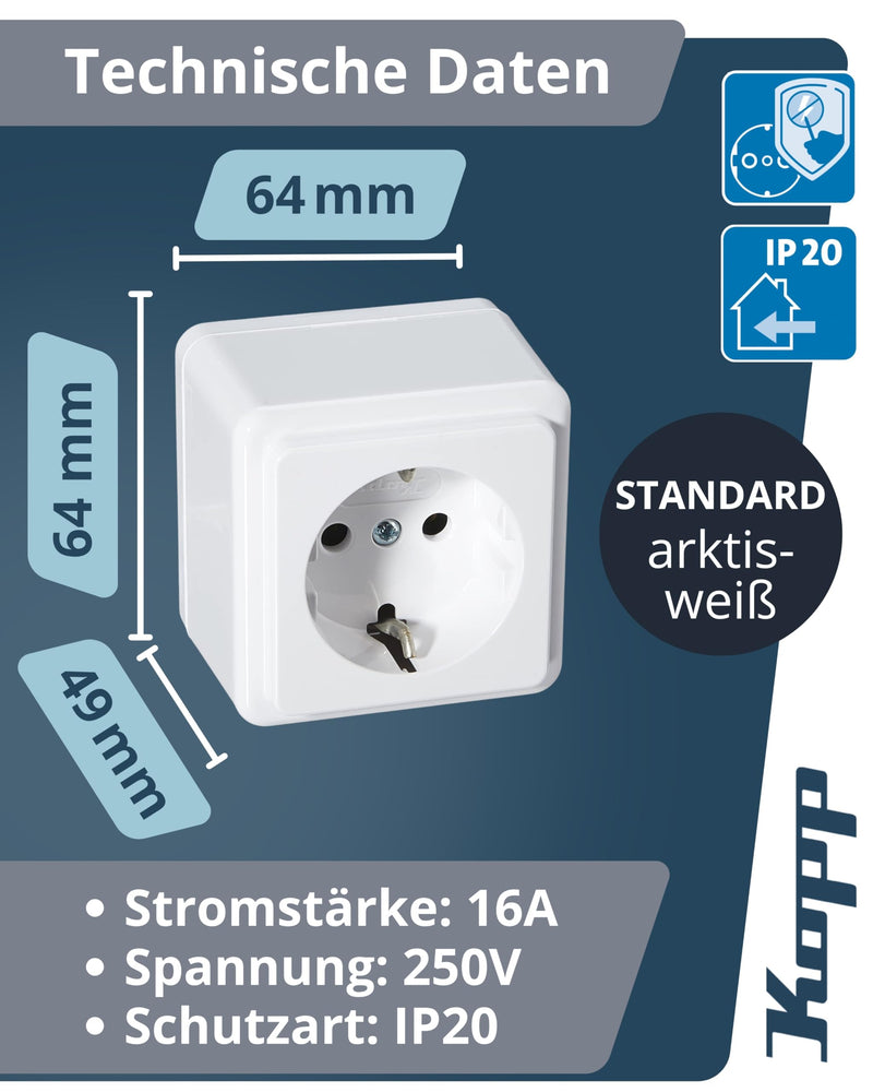 Kopp 101802000 Earthing contact socket, single, surface-mounted standard program, 16 A, 250 V