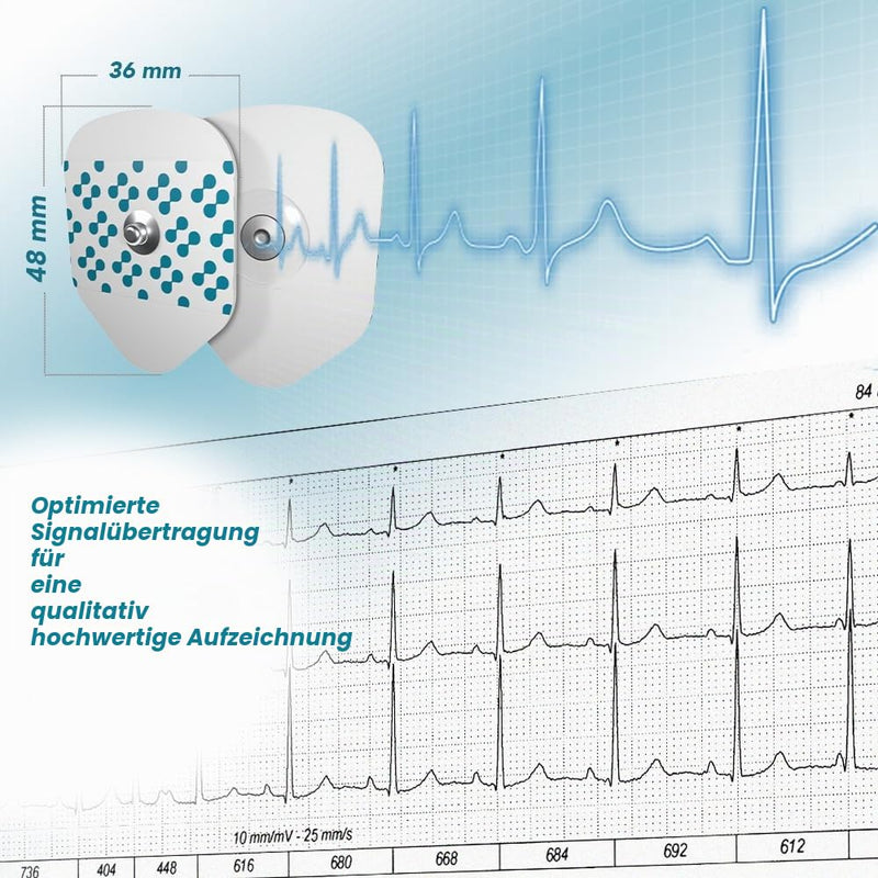 2 Packs of 50 Disposable ECG Electrodes 36 x 48mm for Stress Testing and Basal Surveillance Hypoallergenic Solid Gel Secure Adhesion Compatible with All ECG Models 2