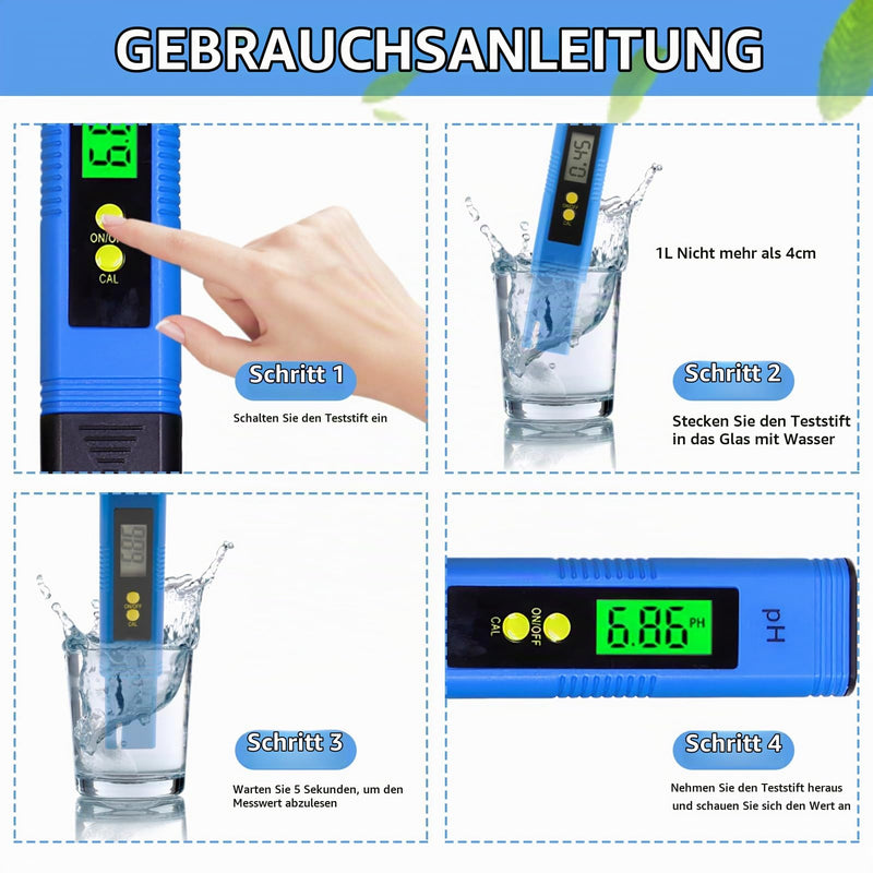 PH Meter Digital PH Accuracy Water Quality Tester 0.01 Resolution 0-14 Measuring Range with Auto Calibration Digital Value Tester for Checking Drinking Water Aquarium Pools Swimming Pool Laboratory Blue | Meter Digital PH Accuracy Water Quality Tester...