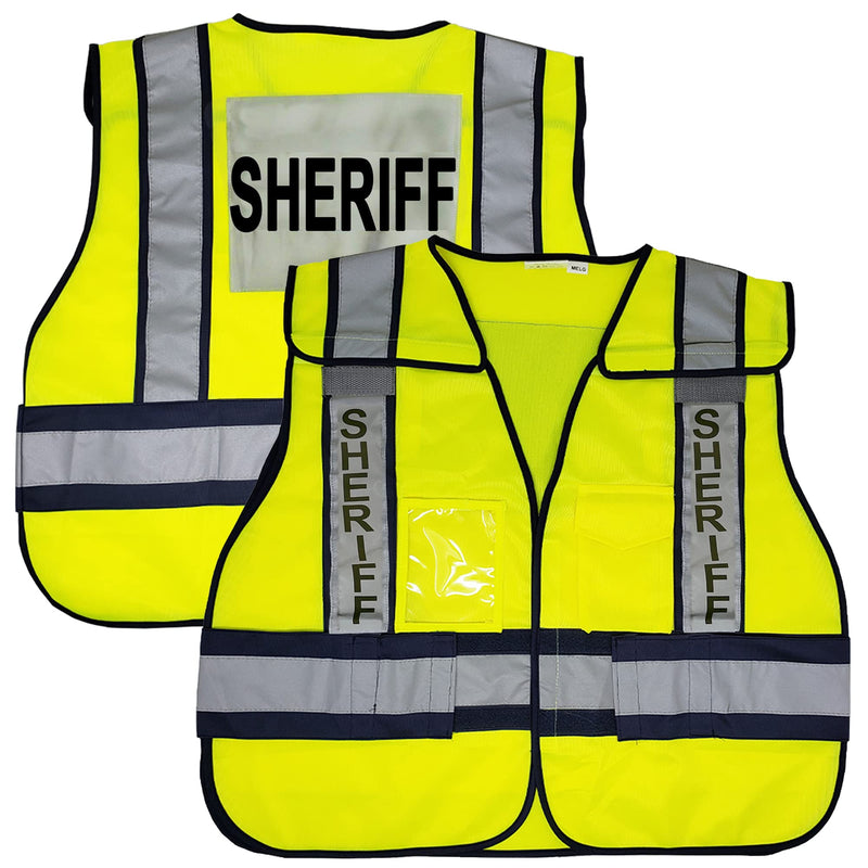 VIEWBRITE Reflective (Class 2) Sheriff Vest Lime Green - 5 Point Breakaway High Visibility Yellow Sheriff Safety Vest Medium-Large