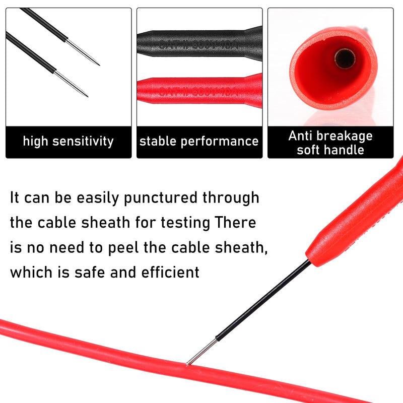 [Australia - AusPower] - 4 Pack 2mm Extended Needle Test Probes 600V/10A Non-Destructive Multimeter Test Probe for Leads Piercing Needles Multimeter Probes for Fluke Meter TestLead 
