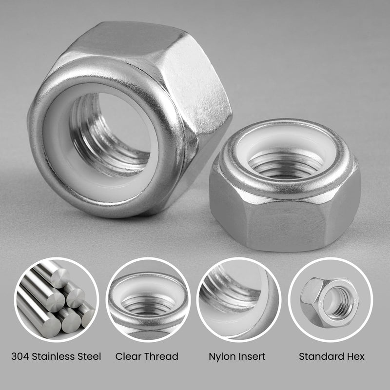 [Australia - AusPower] - 50Pcs 5/16-18 Lock Nuts, Nylon Insert Locknuts 304 Stainless Steel 18-8 SS Self-Locking Nuts, Coarse Thread Hex Nylock Nut Silver 50 