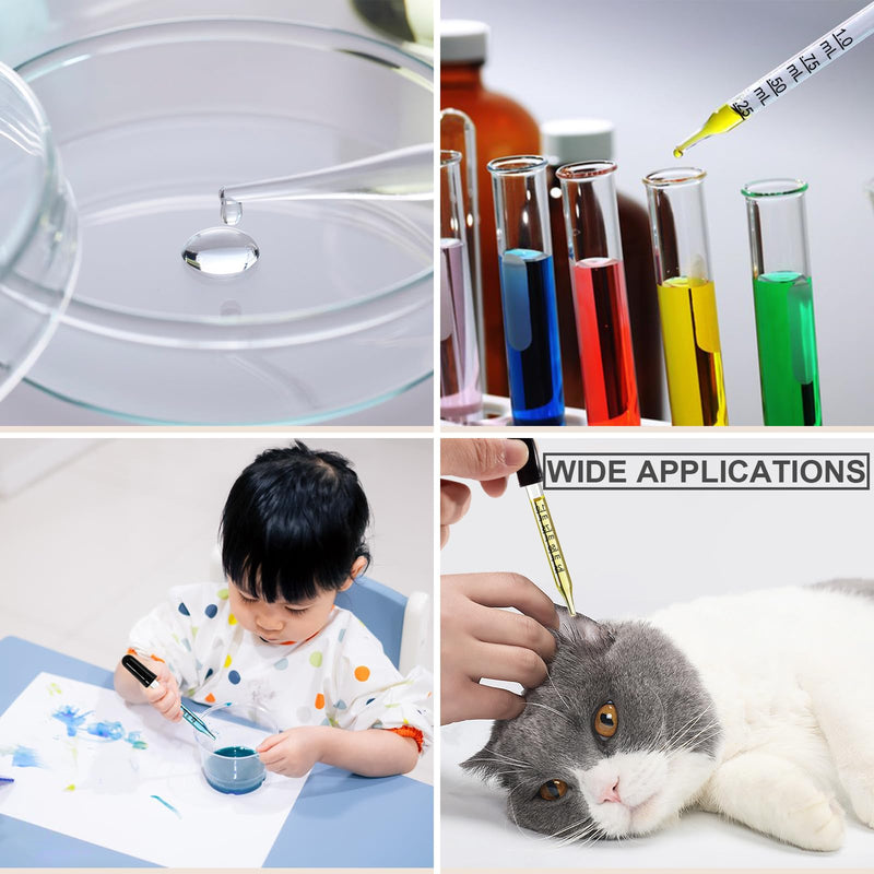 [Australia - AusPower] - 10Pcs Eye Dropper with Durable Rubber Head, 1ml Glass Dropper, Liquid Droppers for Oils, Eye Droppers for Medicine, Precise Pipette Droppers for Crafts, Essential Oil, Food 