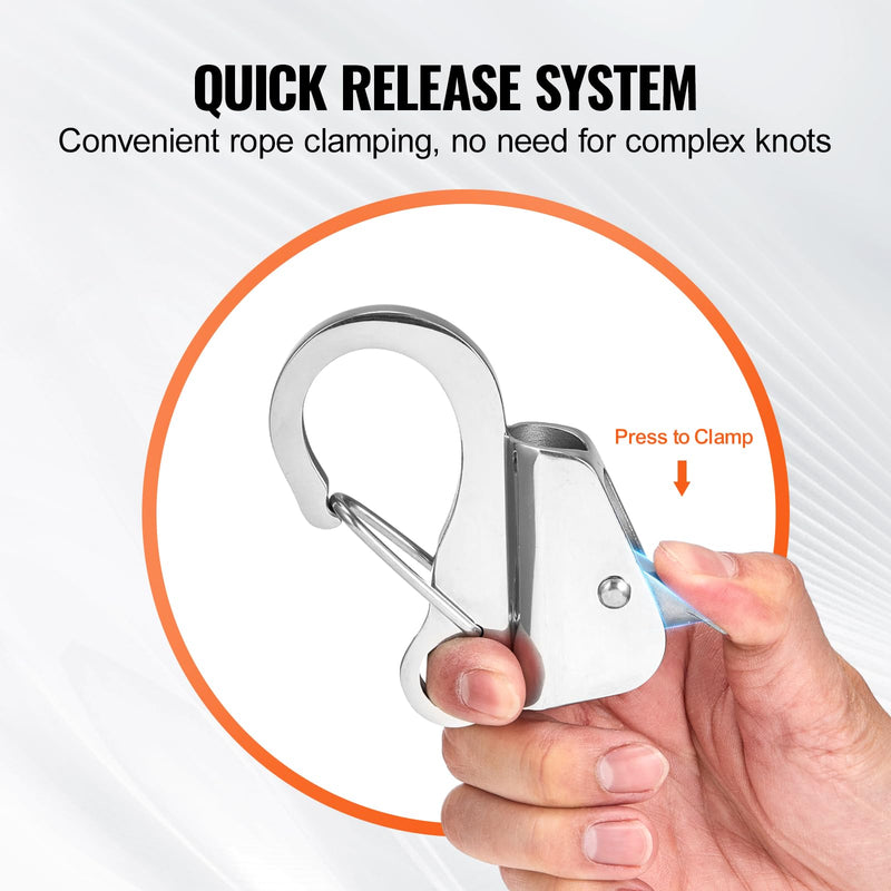 VEVOR Boat Anchor Hook, 304 Stainless Steel Slide Anchor, Knotless Anchor System with Quick Release, Boat Anchor Hook Clips for 3/8" - 5/8" Boat Anchor Rope, Easy to Use, Holds 3700 LBS