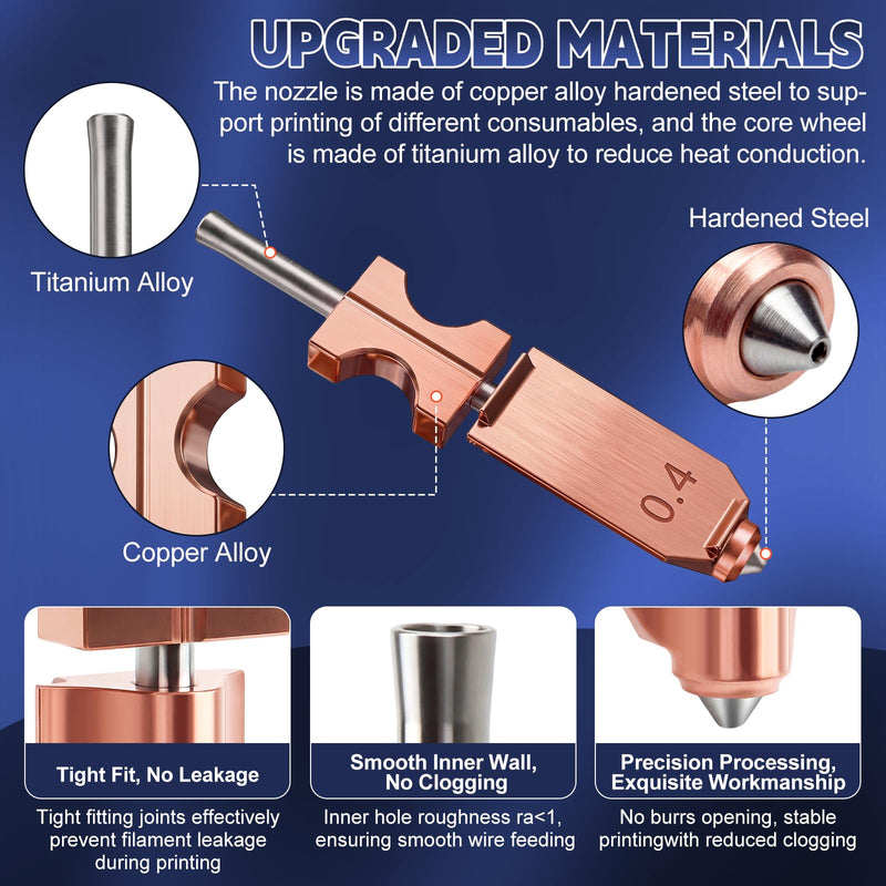 [Australia - AusPower] - Upgraded AD5X Nozzles Kit, with 2PCS 0.4MM Nozzles, 2 Silicone Sock, 2 Nozzle Brush, 20 Cleaning Needles and 2 Silicone Greases, All Metal Integrated Hotend, Compatible with AD5X 3D Printer Parts 