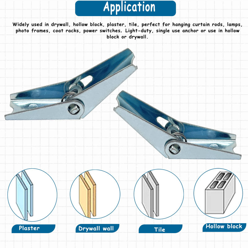 [Australia - AusPower] - 10pcs Toggle Anchors Wing Nut Kit for Hanging Heavy Items on Drywall(M8) M8 