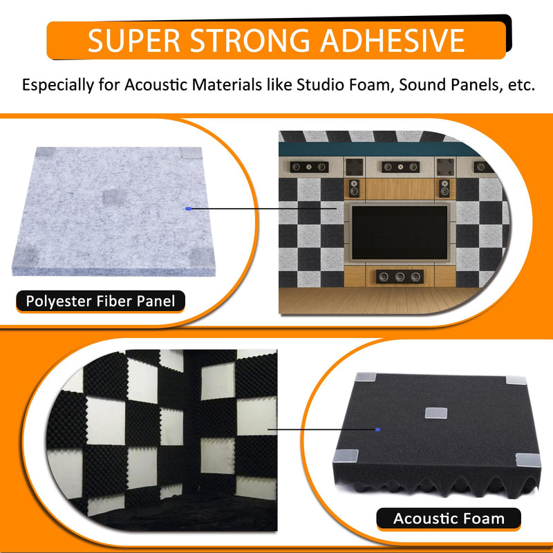 BXI 120 Pcs Heavy Duty Double Sided Tape, Thick Adhesive Tape Mounting Squares 1.57 inches, Removable Strong Sticky Nano Tape Special for Acoustic Foam, Felt Sound Panels, Wall and Craft