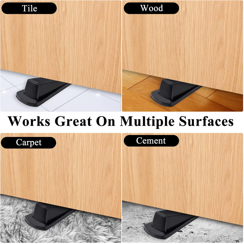 [Australia - AusPower] - 4 Pack Door Stoppers for Bottom of Door, Door Stops, Rubber Door Stopper Wedge, Sturdy Stackable Door Stops for Floor Black 4Pack 